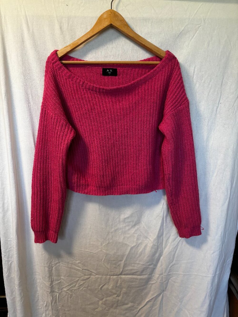 Pink Ribbed Cropped Sweater Off the Shoulder